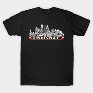 Cincinnati Football Team 23 Player Roster, Cincinnati City Skyline T-Shirt